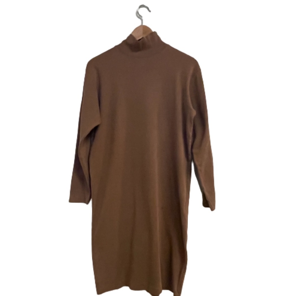J Crew Mockneck Dress Brown Medium